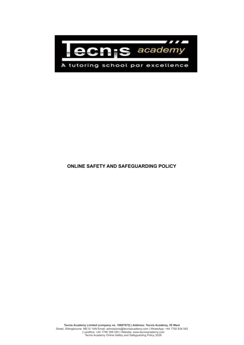 Tecnis Academy Online Safety and Safeguarding Policy 2026